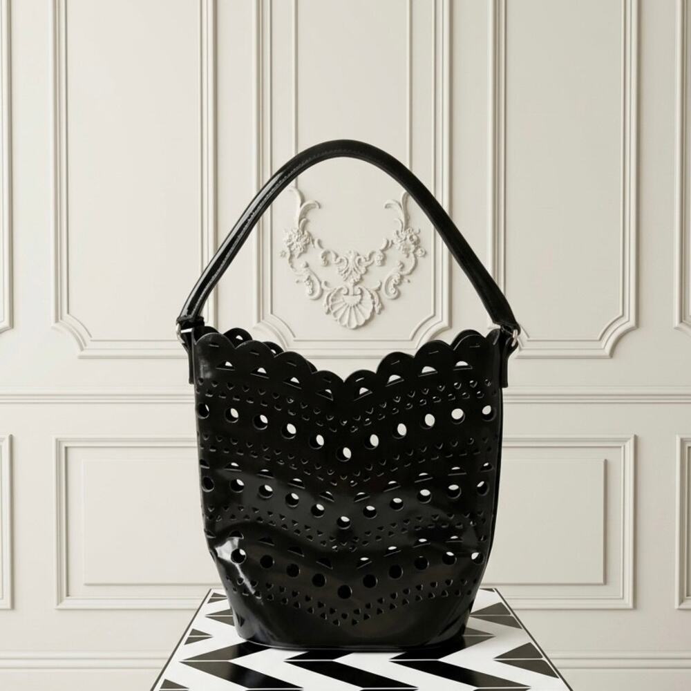 Vintage Neiman Marcus Cutout Jelly Statement Purse in Black